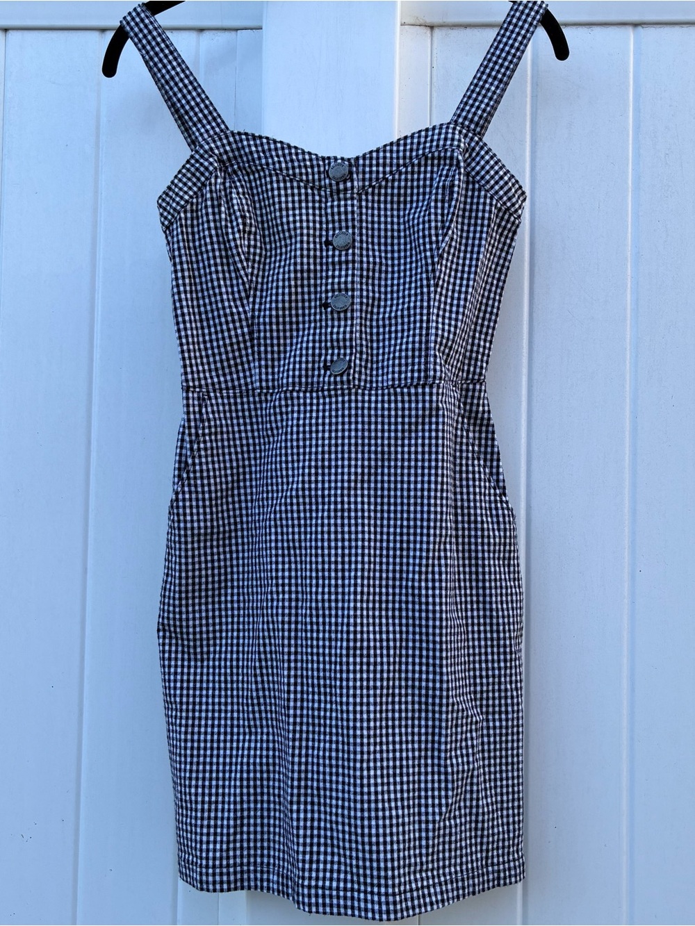 Hollister Women's Dress Black White Strappy Summer Retro Rockabilly Pinup Sz XS